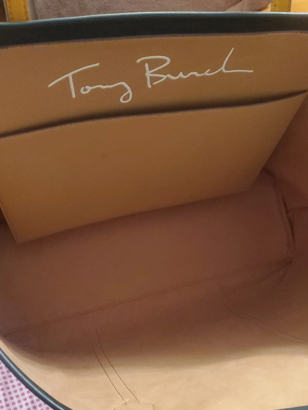 Tory Burch Beige Patterned Canvas Tote with Yellow Straps